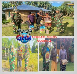 Binter Bakti Sosial, Satgas Yonif 521/DY Peduli Berbagi Sembako untuk Sesama di Distrik Elilem*