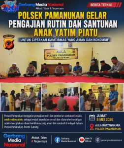 POLSEK PAMANUKAN GELAR PENGAJIAN RUTIN DAN SANTUNAN ANAK YATIM PIATU UNTUK CIPTAKAN KAMTIBMAS KONDUSIF