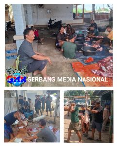 Anggota Polsekta Karawang, H. Aang, Bagikan 400 Bungkus Daging Kurban Kepada Warga Sekitar
